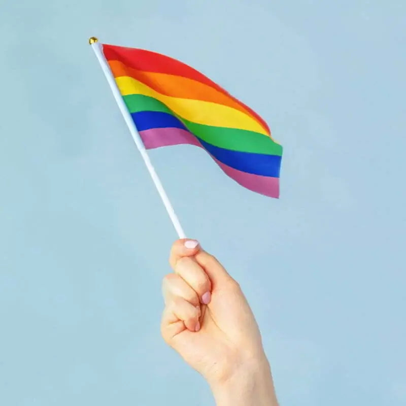 Rainbow Striped handheld mardi gras Handwaver Flag