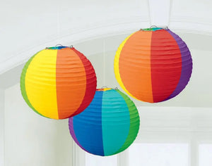 Rainbow Round Paper Lanterns 3pk