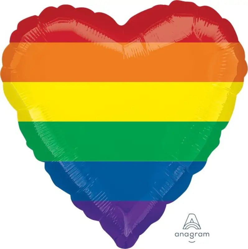 Rainbow Stripes Fun Heart Foil Balloon 45cm
