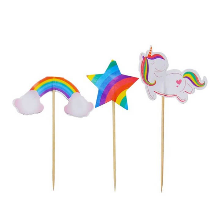 Rainbow Unicorn Cupcake Picks 24 Pack
