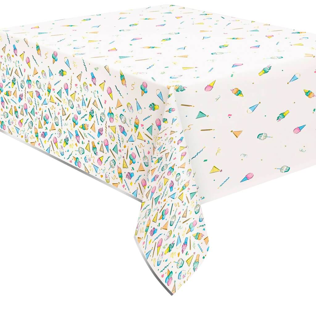 Rainbow Ice Cream Print Plastic Tablecover