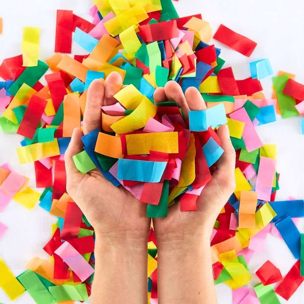 Rectangular Rainbow Paper Confetti 20g