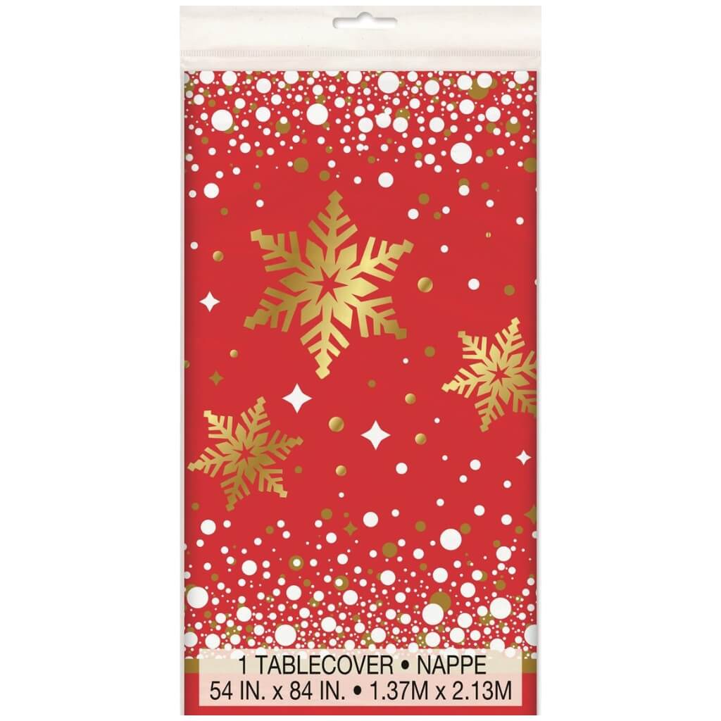 Red & Gold Sparkle Christmas Plastic Tablecover