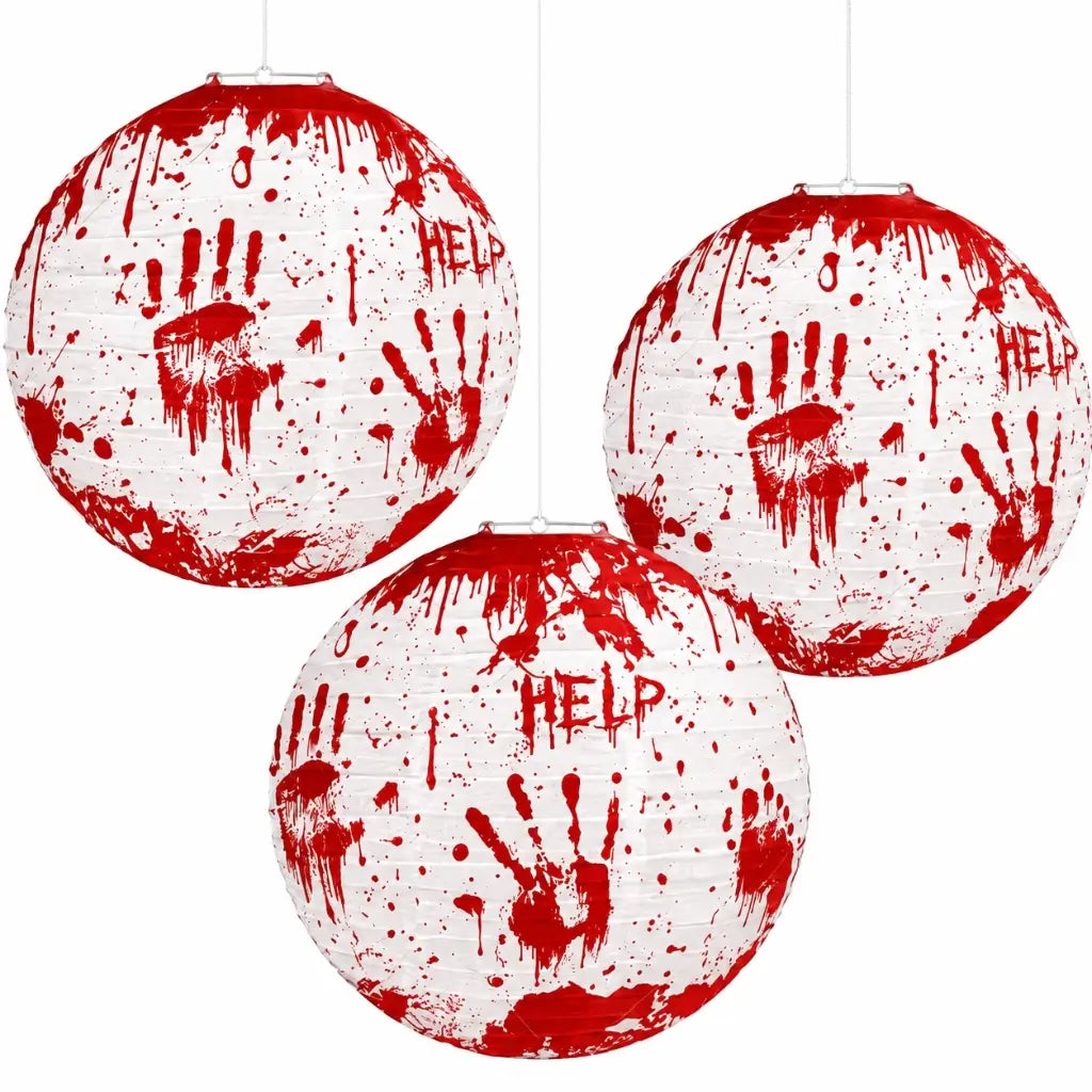 Pack of 3 Large Bloody Handprint Halloween Lantern Hanging Decorations
