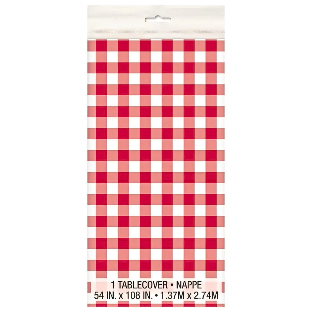 Rectangle red white gingham checked table cover for birthday decorations