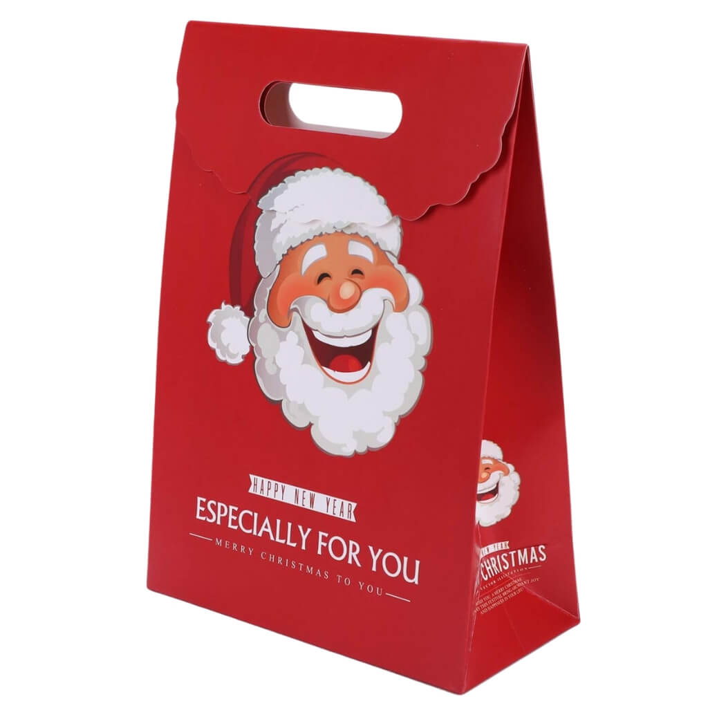 Red Christmas Paper Gift Bag - Laughing Santa