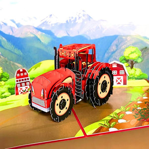 Red Tractor Truck 3D Pop Up Card