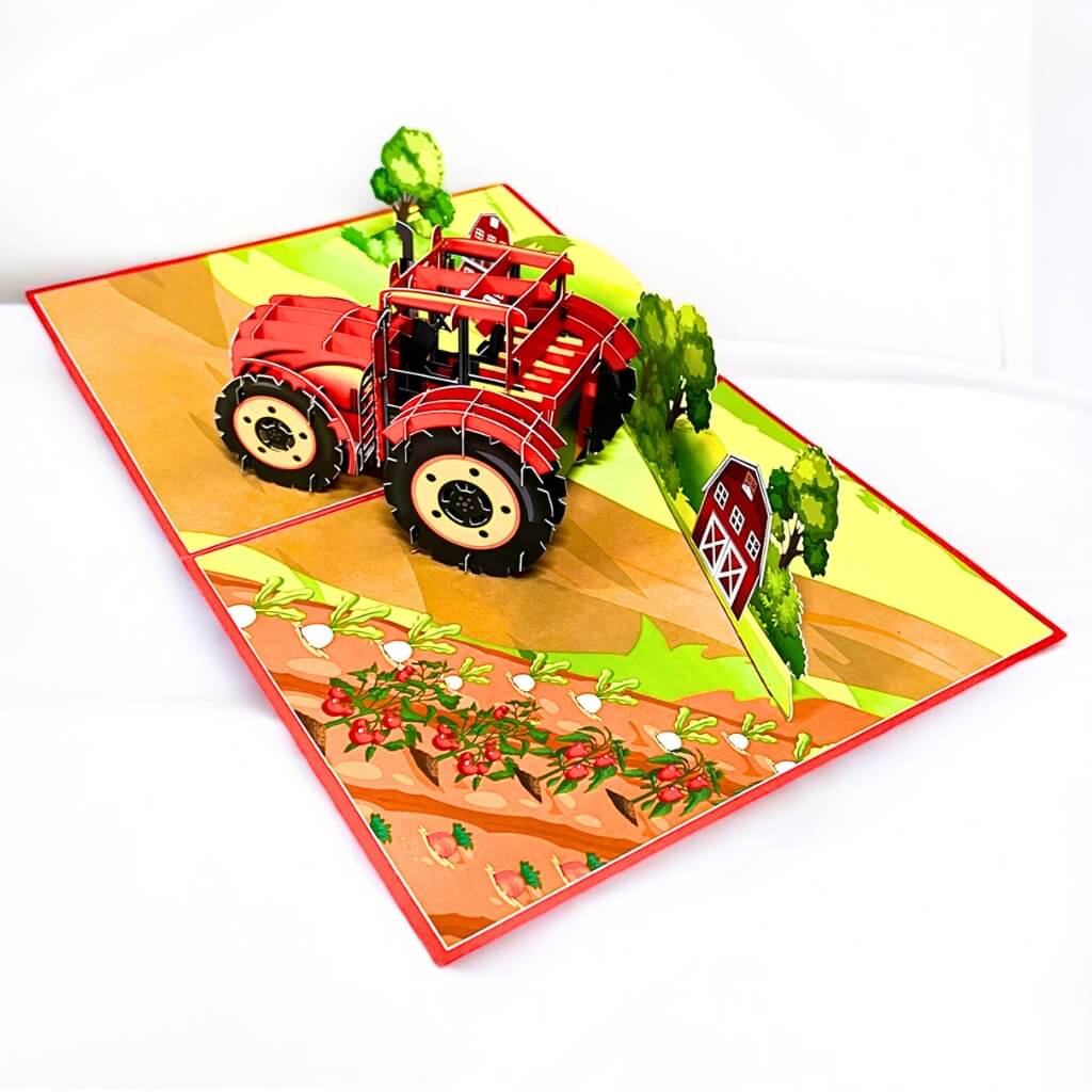 Red Tractor Truck 3D Pop Up Card