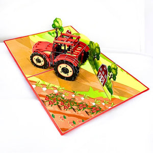 Red Tractor Truck 3D Pop Up Card