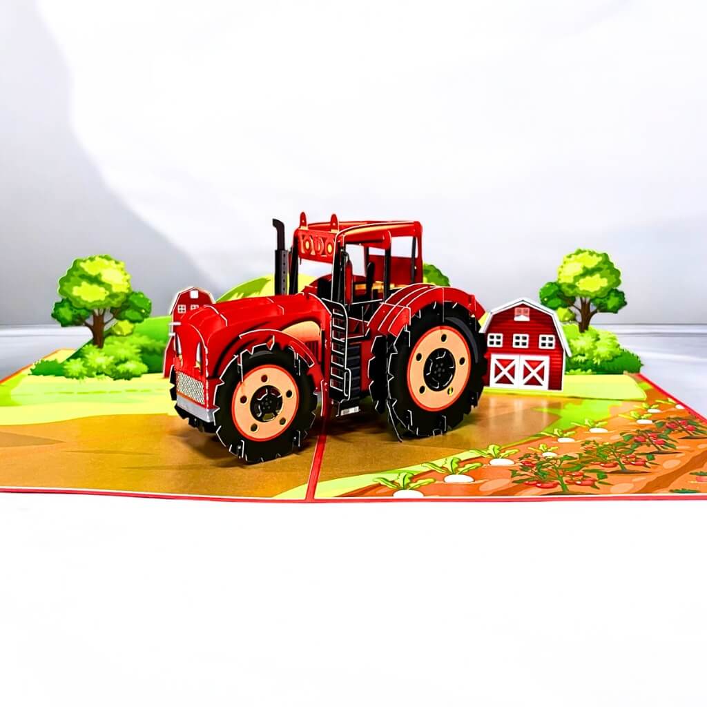 Red Tractor Truck 3D Pop Up Card