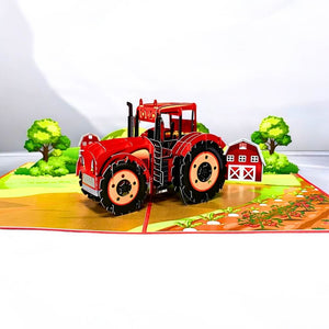 Red Tractor Truck 3D Pop Up Card