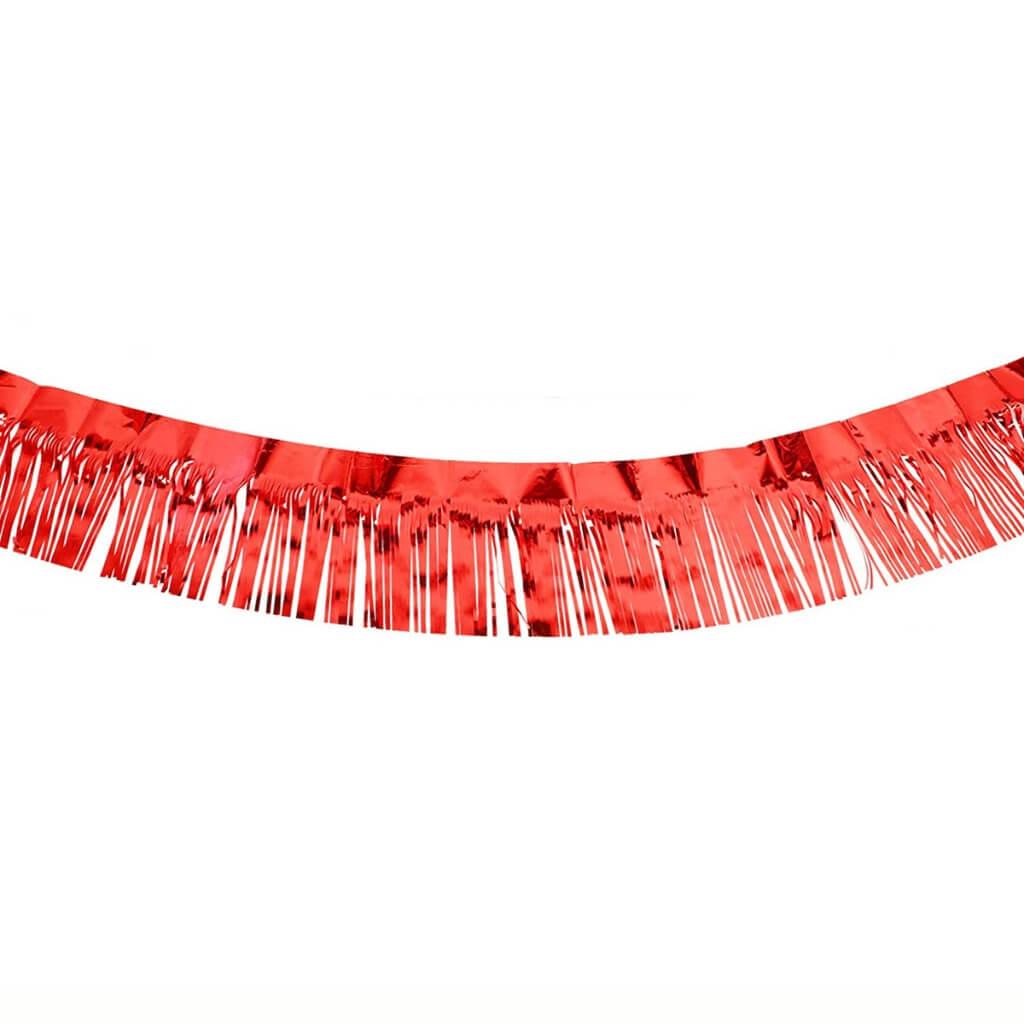 Metallic Red Foil Tinsel Fringe Rain Foil Banner Wall Backdrop Decorations