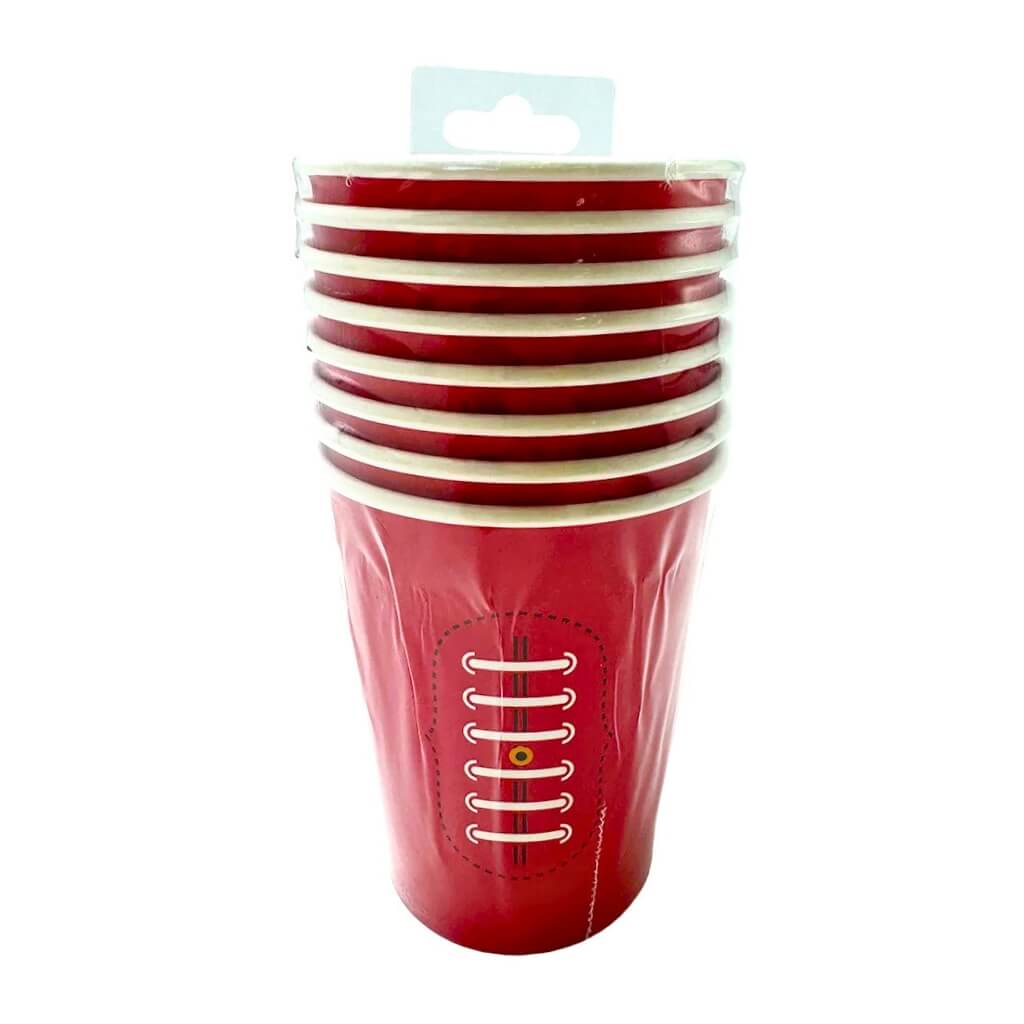 Red Footy Paper Cups 8pk