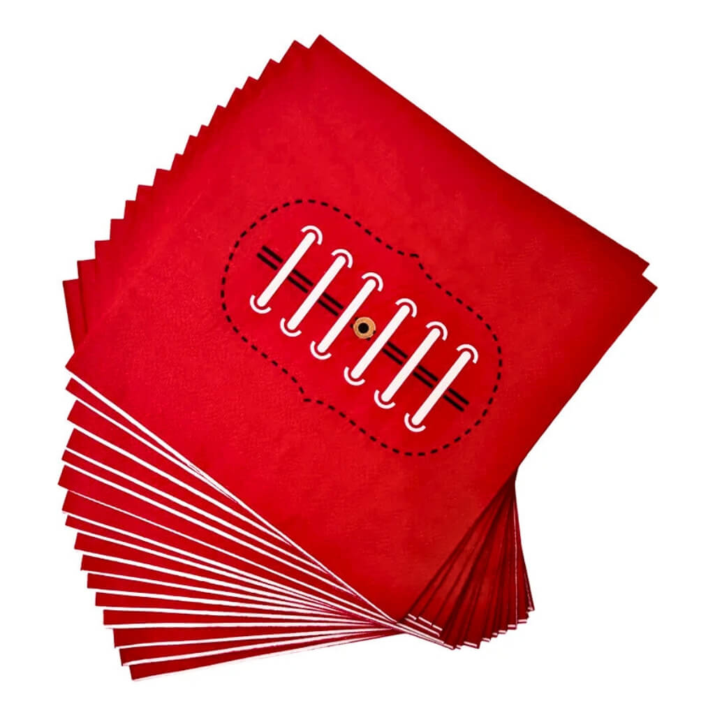 Red Footy Paper Napkins 16pk