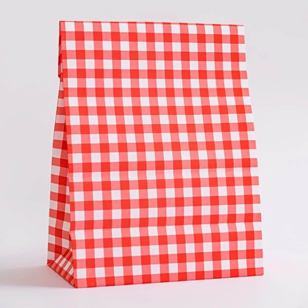 red Gingham Paper Treat gift favour lolly loot Bags 5pk birthday wedding baby shower party decorations