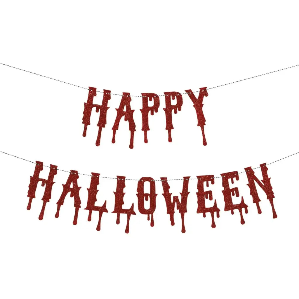 Happy Halloween Red Glitter Dripping Letter Banner 3m