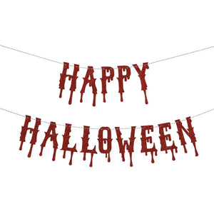 Happy Halloween Red Glitter Dripping Letter Banner 3m