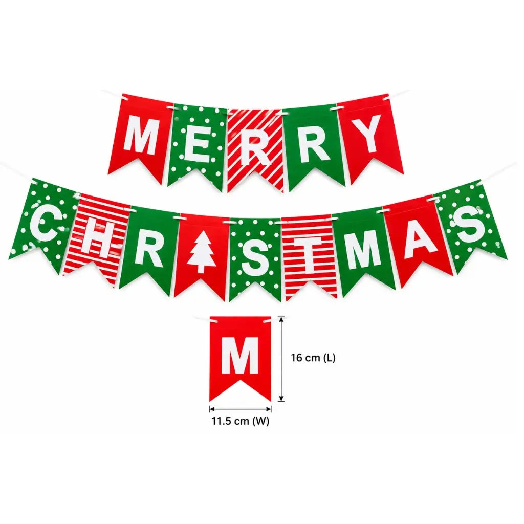 Red Green MERRY CHRISTMAS Paper Banner Bunting size