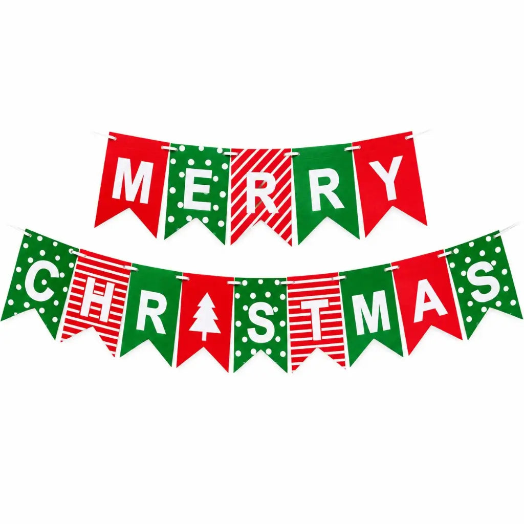 Red Green MERRY CHRISTMAS Paper Banner Bunting