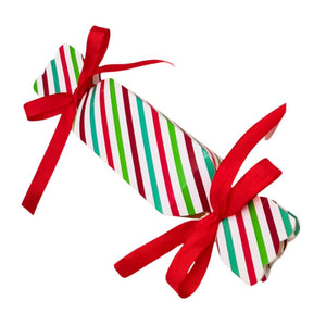 Red & Green Striped Christmas Bonbon Treat Boxes 5pk - Red Ribbon