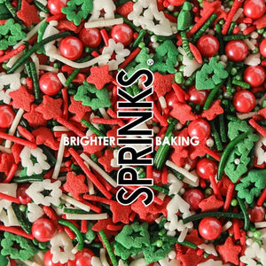 red green and white Christmas tree sprinkles for festive baking