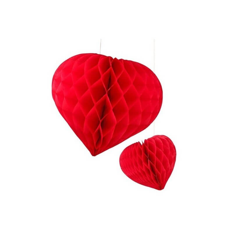 Red Heart Paper Honeycomb Ball - 3 Sizes