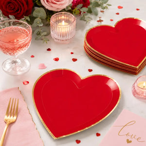 Heart shaped red disposable party plates