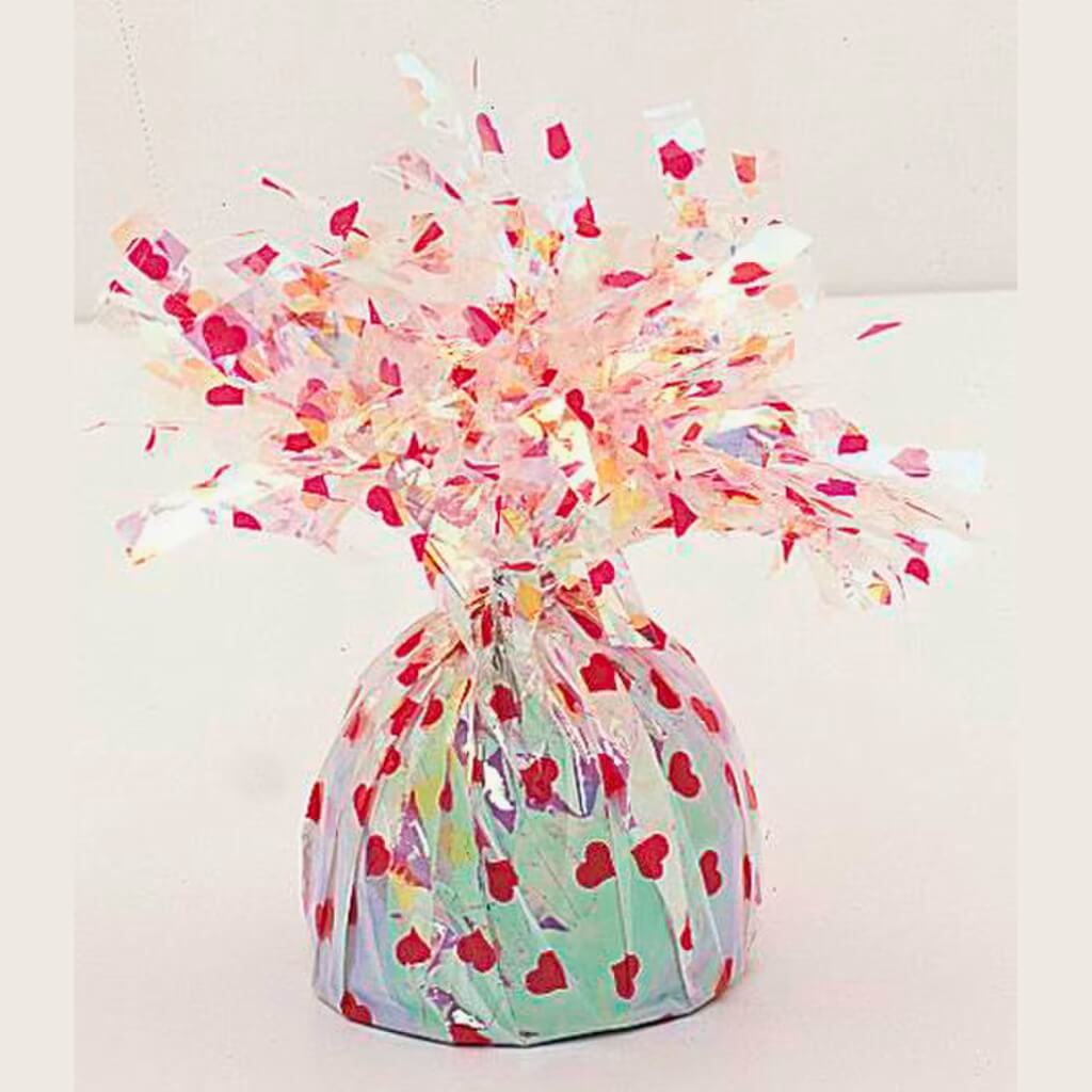 Small Foil Balloon Weight - Red Hearts balloon accessory