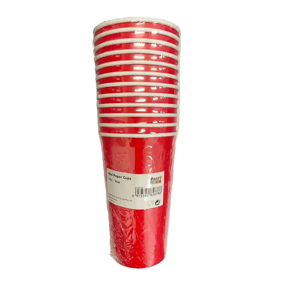 Red Paper Cups 473ml 12pk
