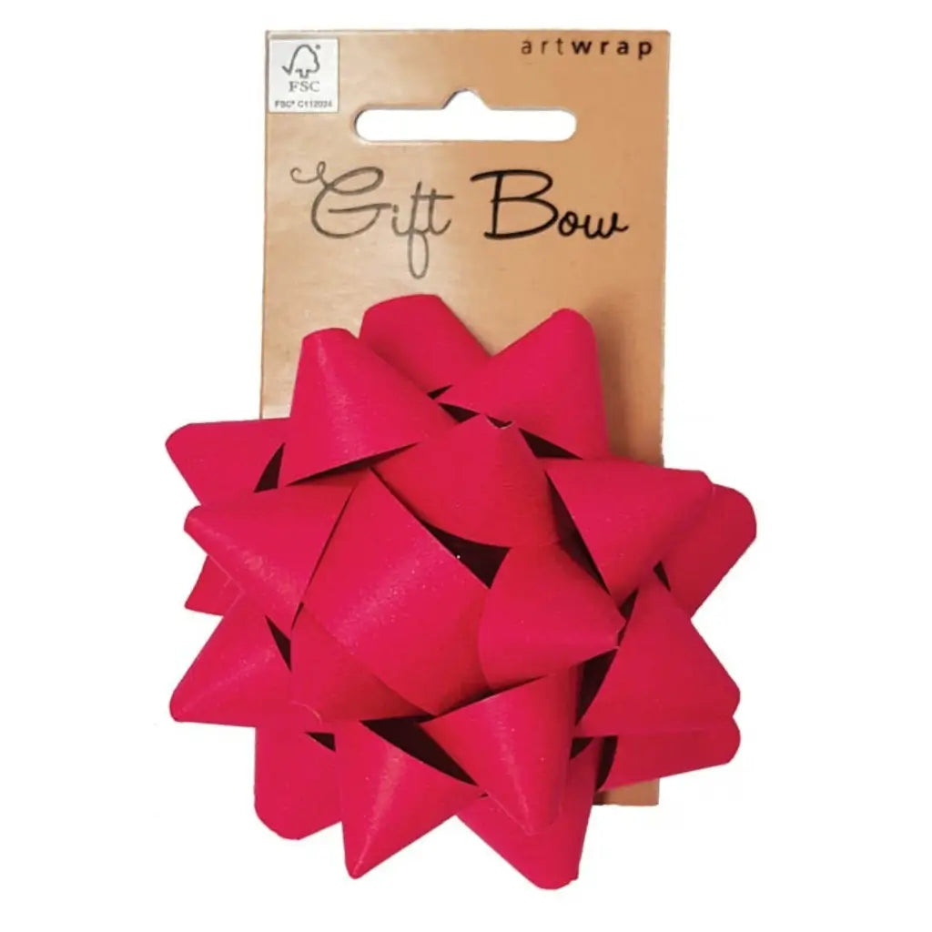 Artwrap red paper star gift bow with self-adhesive backing