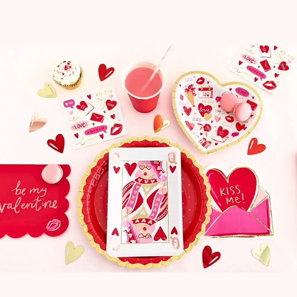 Red & Pink Queen of Hearts appetizer plates