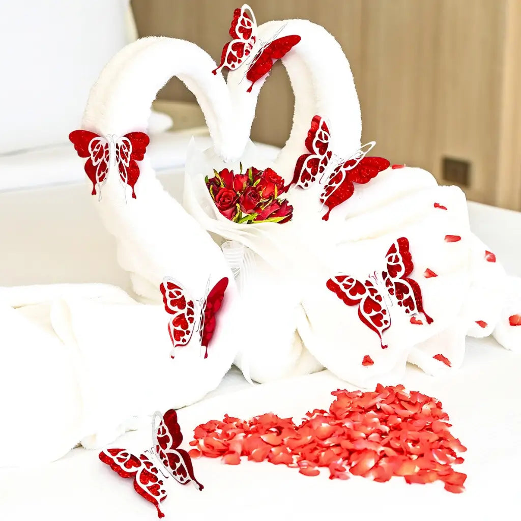 3D glitter butterfly wall stickers red and silver valentines day decor