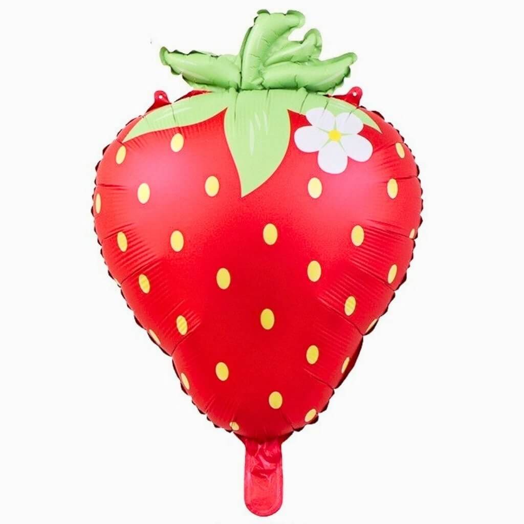Red Strawberry w/ White Flower Foil Balloon