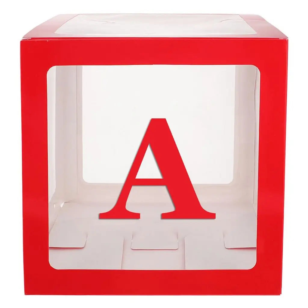 Red Balloon Cube Box with Letter