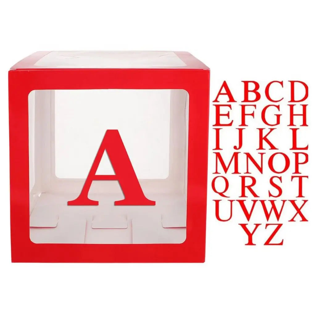 Red Balloon Cube Box with Letter