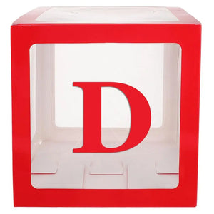 Red Balloon Cube Box with Letter D