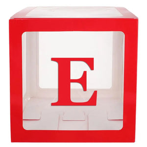 Red Balloon Cube Box with Letter E