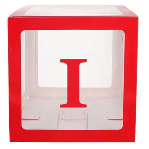 Red Balloon Cube Box with Letter I