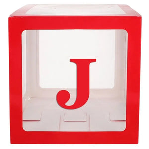 Red Balloon Cube Box with Letter J