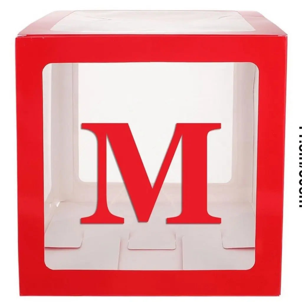 Red Balloon Cube Box with Letter M
