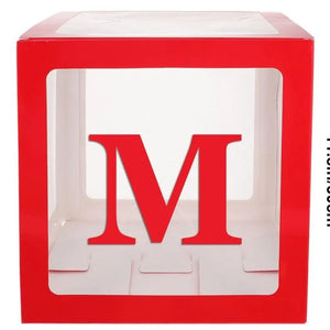 Red Balloon Cube Box with Letter M