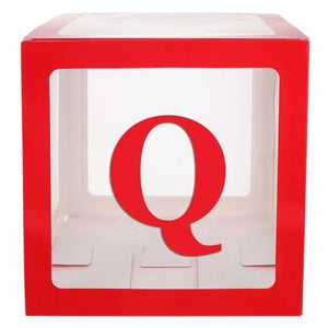 Red Balloon Cube Box with Letter Q