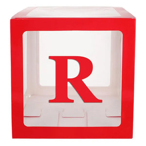 Red Balloon Cube Box with Letter R