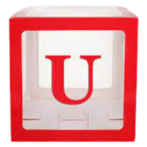 Red Balloon Cube Box with Letter U