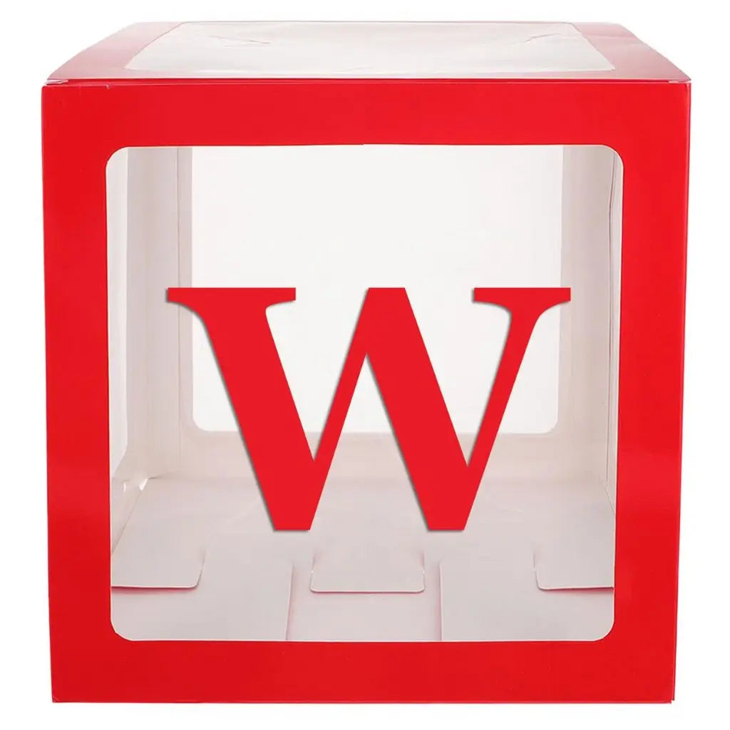Red Balloon Cube Box with Letter W