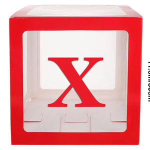 Red Balloon Cube Box with Letter X