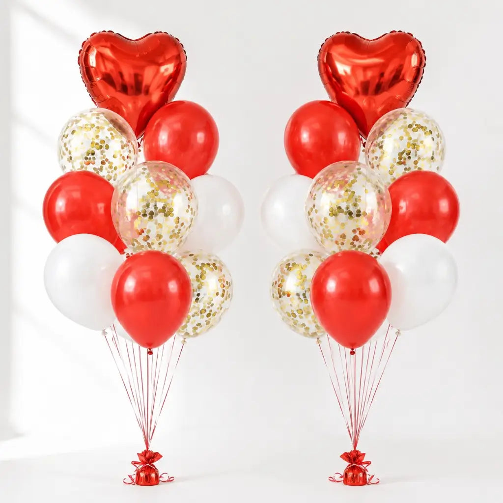 Red Heart & Confetti Balloon Bouquet 18pk