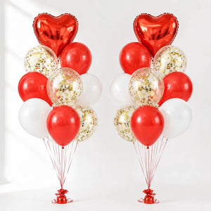 Red Heart & Confetti Balloon Bouquet 18pk