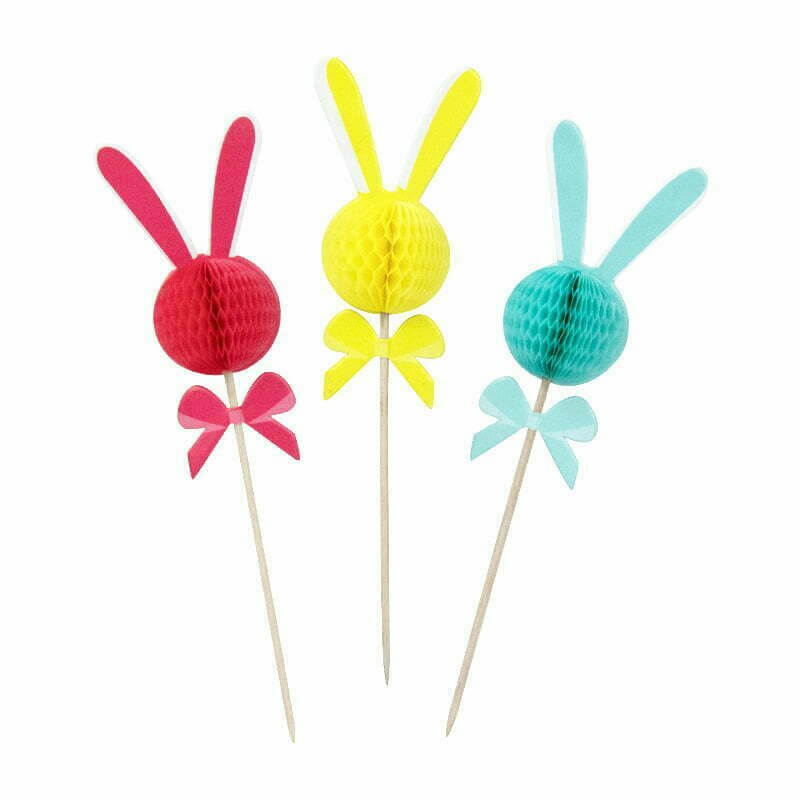Bunny Rabbit Honeycomb Cupcake Picks 12 Pack
