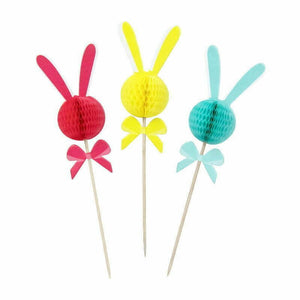 Bunny Rabbit Honeycomb Cupcake Picks 12 Pack